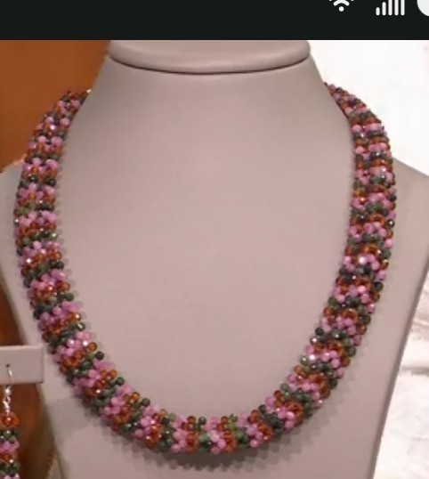 Jay King Pink, Orange and Green Multigem 18″ Woven Necklace Orig. Price $239.95