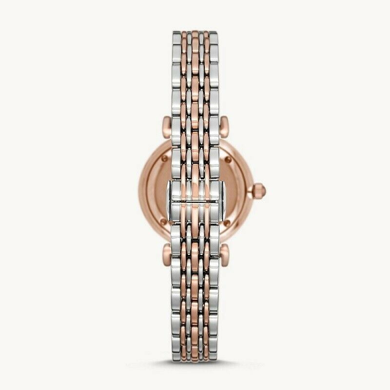 EMPORIO ARMANI GIANNI T-BAR SILVER/ ROSE GOLD WOMENS LADIES QUARTZ WATCH AR11223