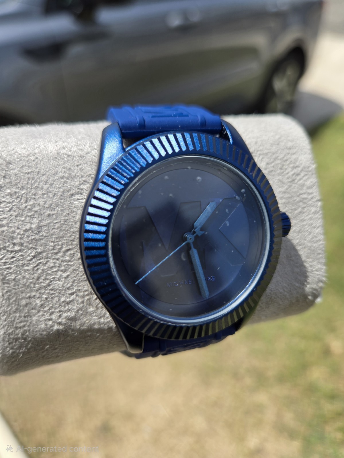 Michael Kors Womens Maddye Blue Logo Silicone Strap Watch MK6802 With Box