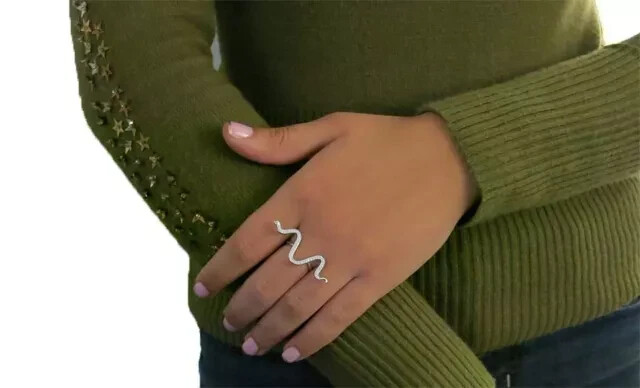 2CT Round Cut Lab-Created Diamond Women’s Snake Bar Ring 14K White Gold Plated