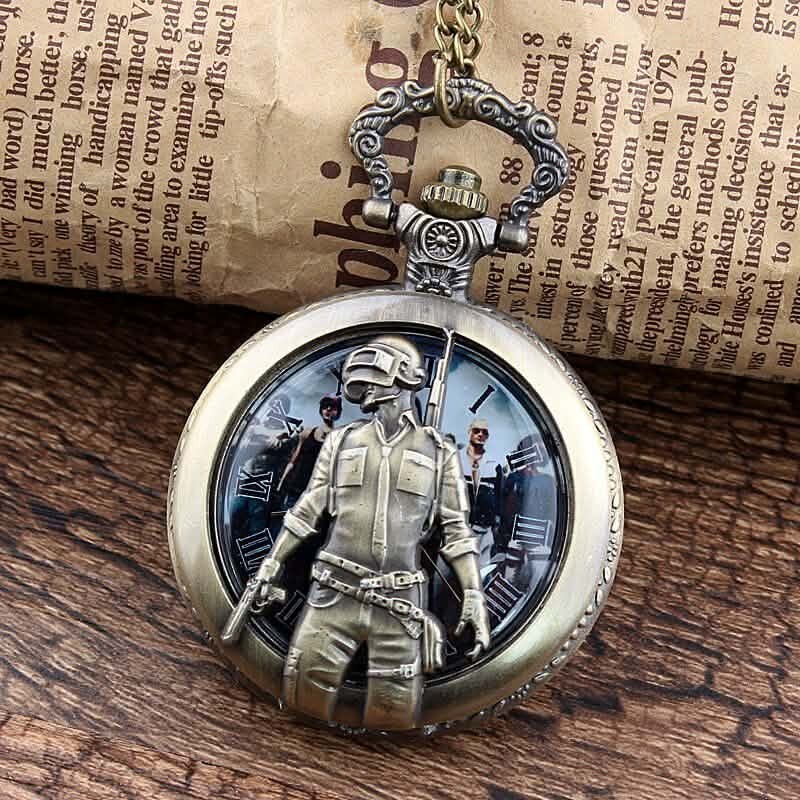 Battlegrounds Graphics inside Quartz Pocket Watch comes with gift box