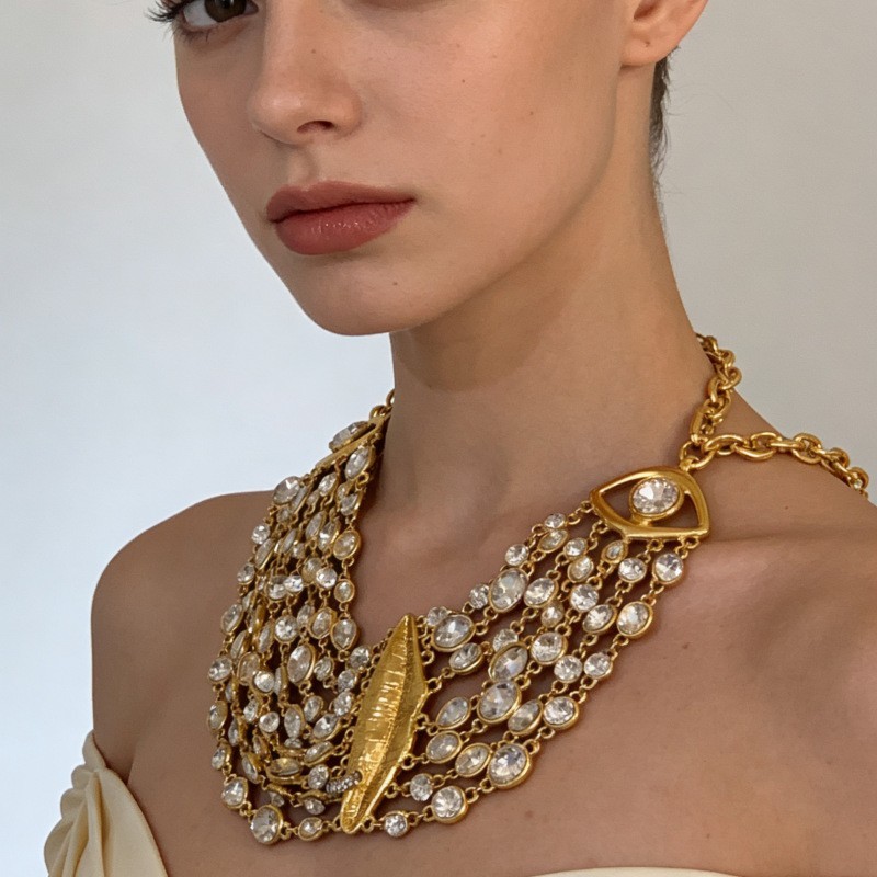 Schiaparelli Multi Strand Cz Necklace