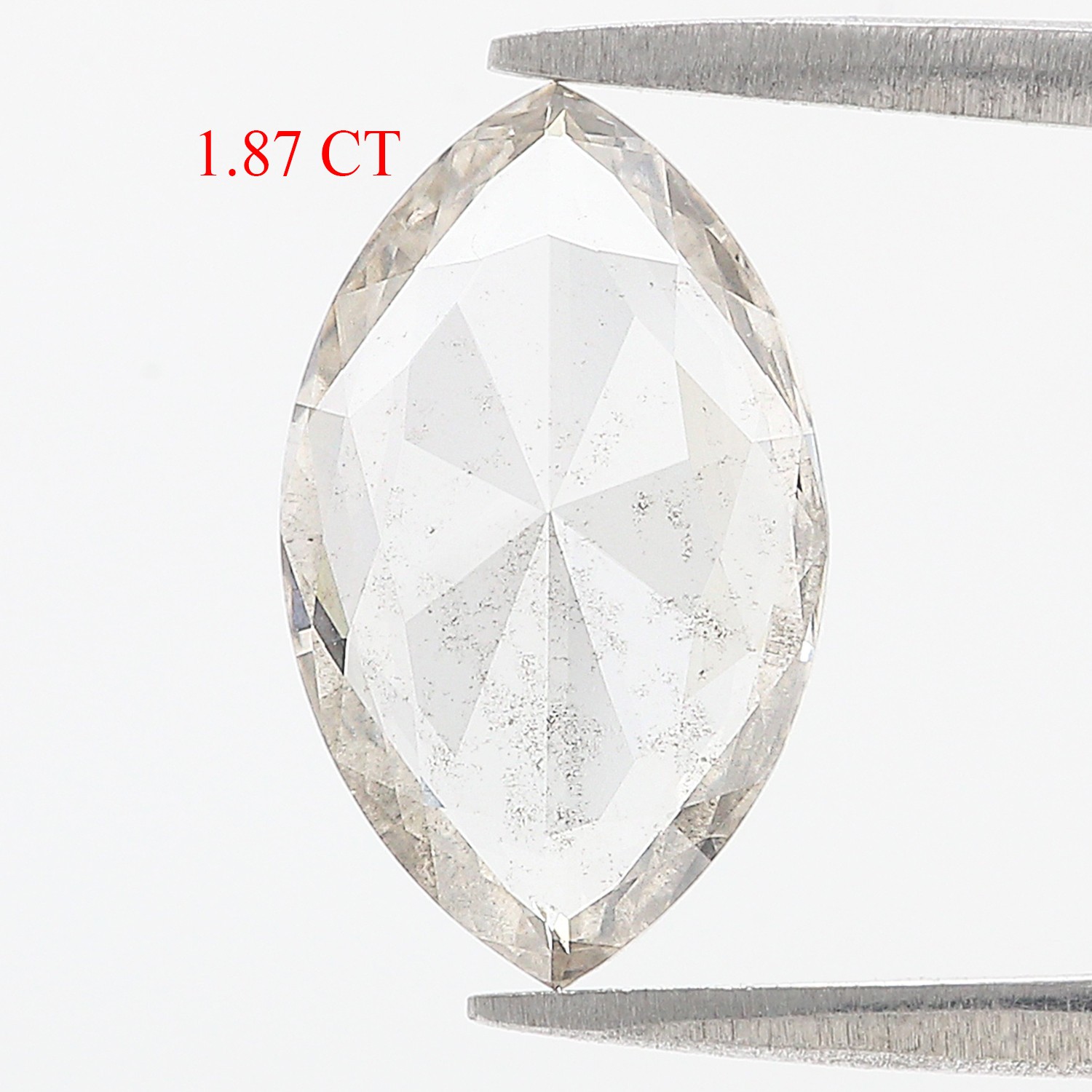 1.87 CT Marquise Rose Cut Salt And Pepper Lab Grown 14.60 MM CVD Diamond L3569
