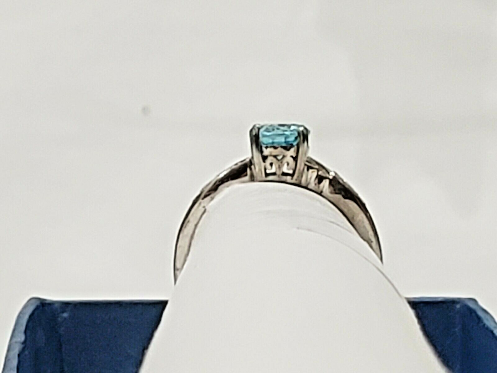 Cambodian Blue Zircon & Zircon ring in Platinum over 925 Sterling1.90 ct sz 6