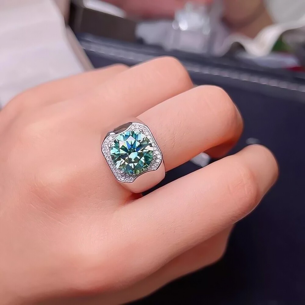 5.80 Ct Certified Round Cut Blue Diamond Solitaire Ring In 925 Sterling Silver