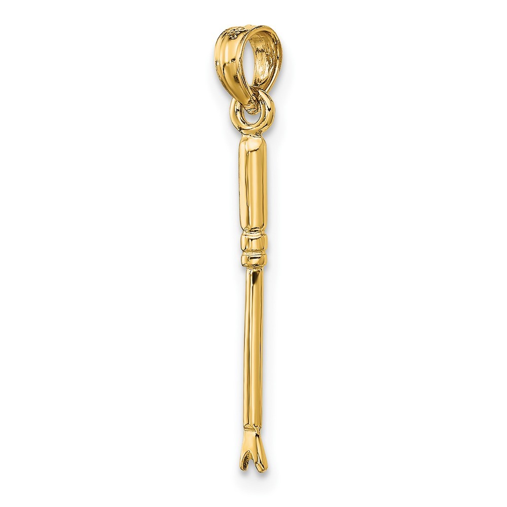 10k Yellow Gold 3-D Weeding Garden Tool Charm Pendant L-0.82 Inch, W-0.08 Inch