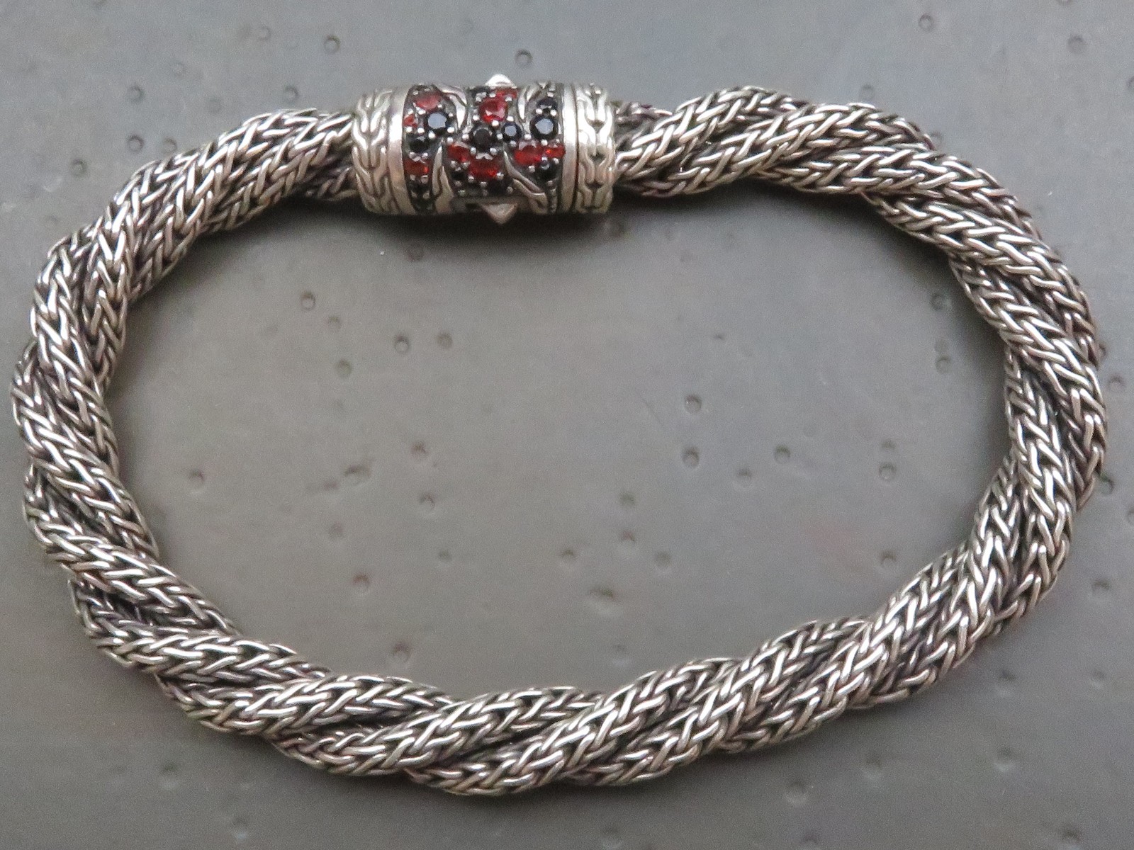 Vintage John Hardy Sterling Silver 925 Braided Chain Bracelet Push Lock Closure