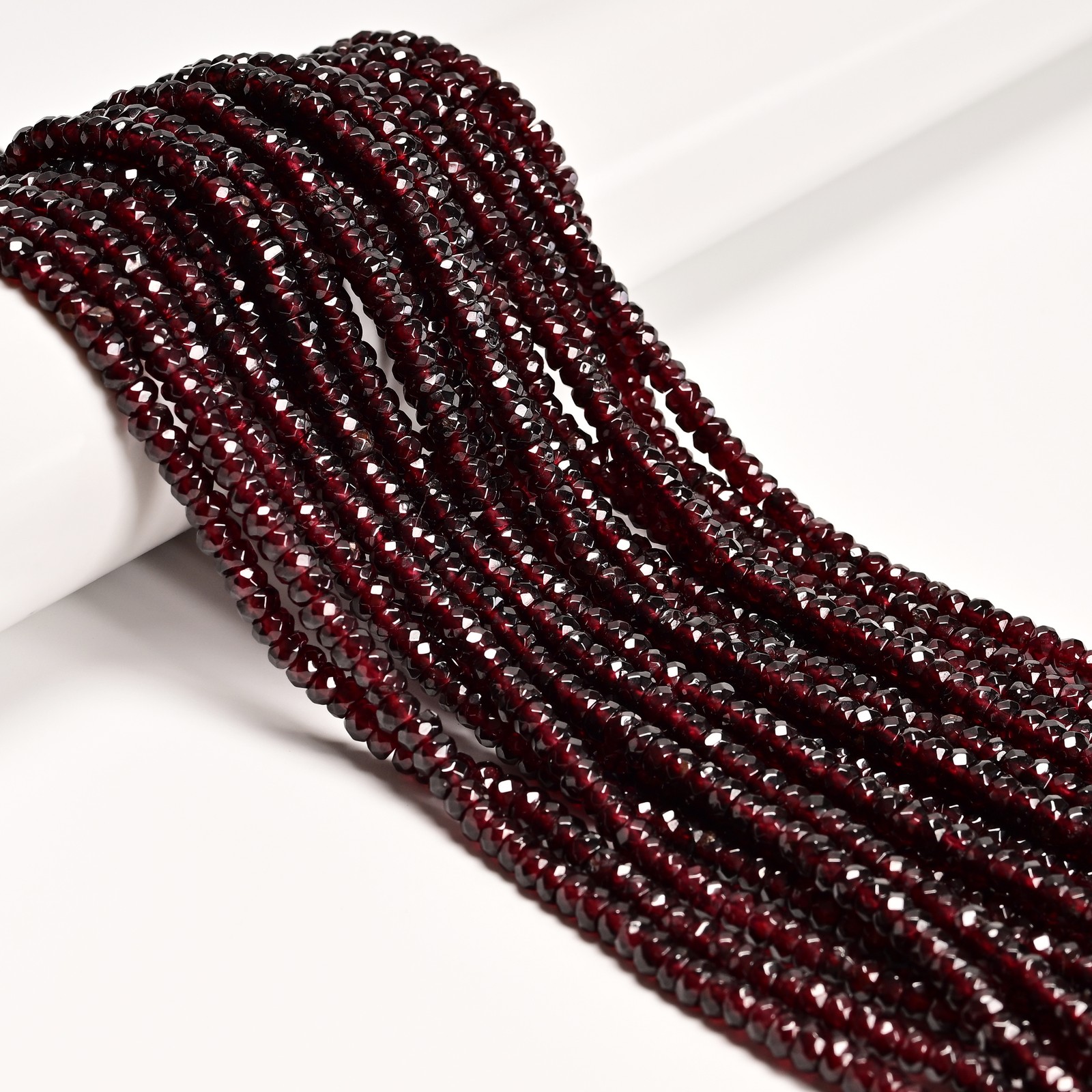 Natural Red Garnet Faceted Rondelle Beads Size 3x5mm 15.5” Strand