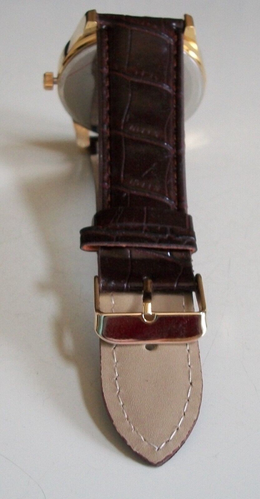 Men’s Gold Or Silver Black Or Brown Leather Band Day & Date Fashion Casual Watch