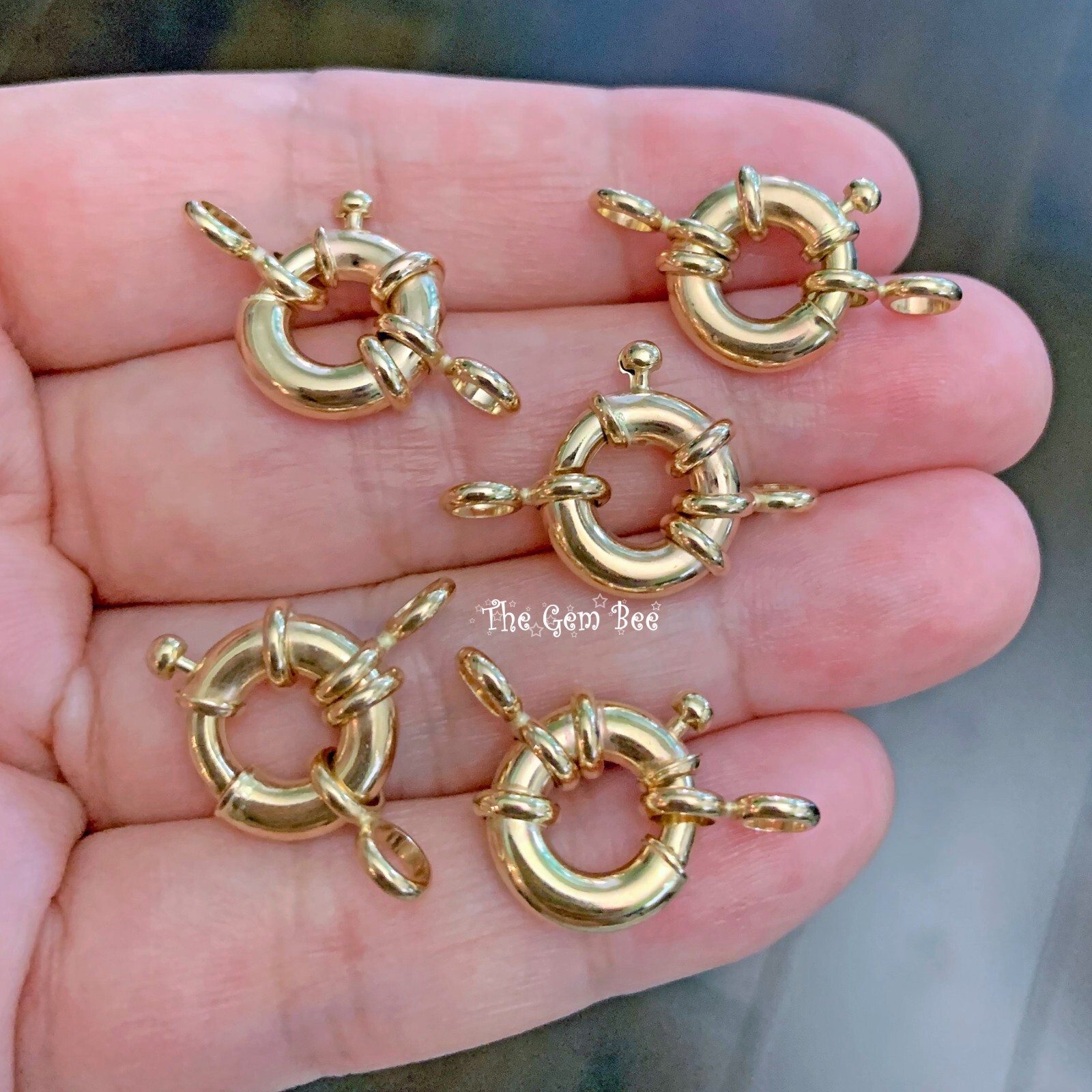 Heavy 12.9MM 14k Solid Yellow Gold Designer Spring Bolt Ring Sailors Clasp