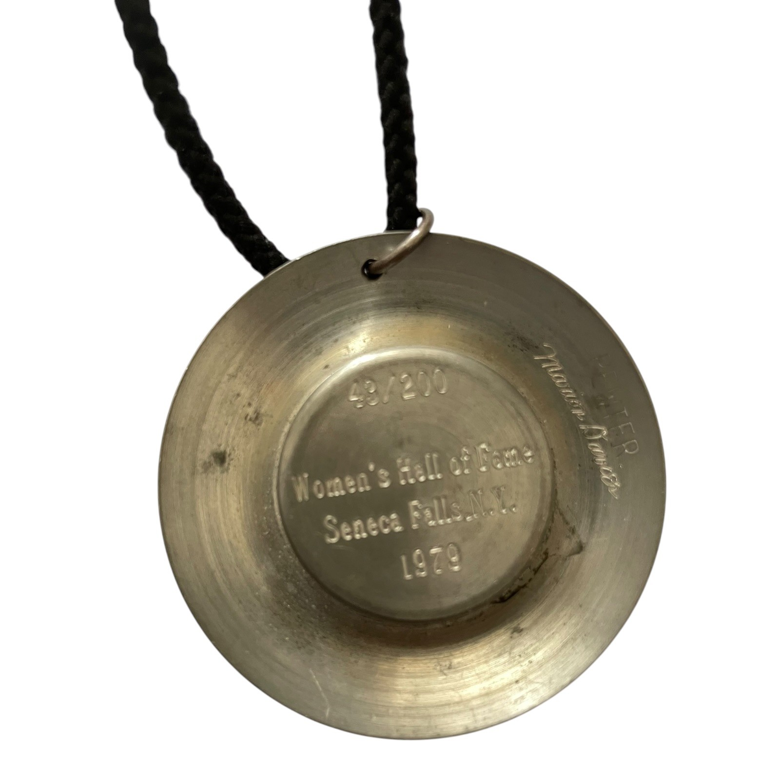 Vintage 1979 Susan B Anthony Coin Pewter Necklace Marion Davies Women’s Hall of