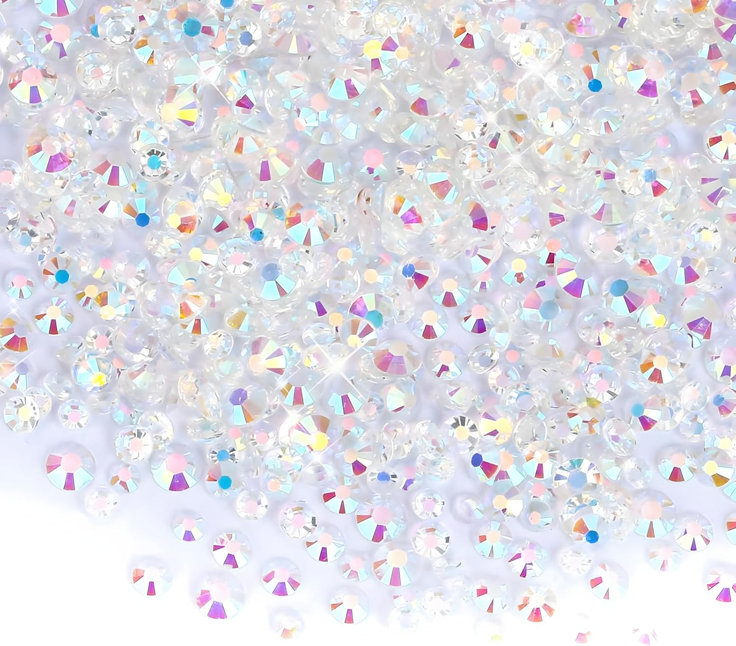 25000Pcs Clear AB Rhinestones Flatback Bulk, 3Mm/4Mm/5Mm Non-Hotfix Crystal roun