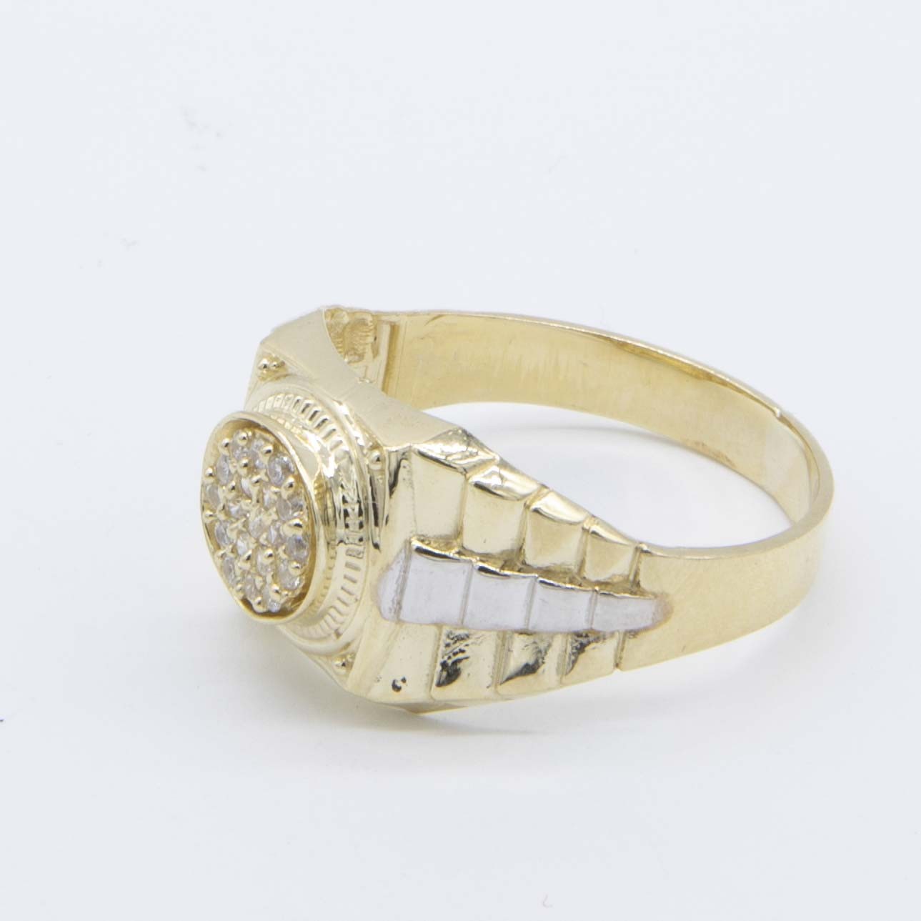Men’s Unisex Railroad Round CZ Ring Real Solid 10K Yellow White Gold All Sizes