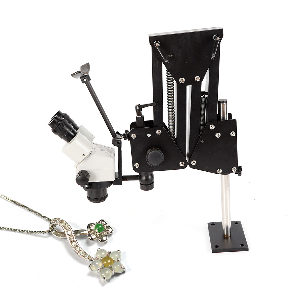7x-45x Zoom Micro Inlaid Mirror Multi-directional Microscope+Stand Jewelry Tool