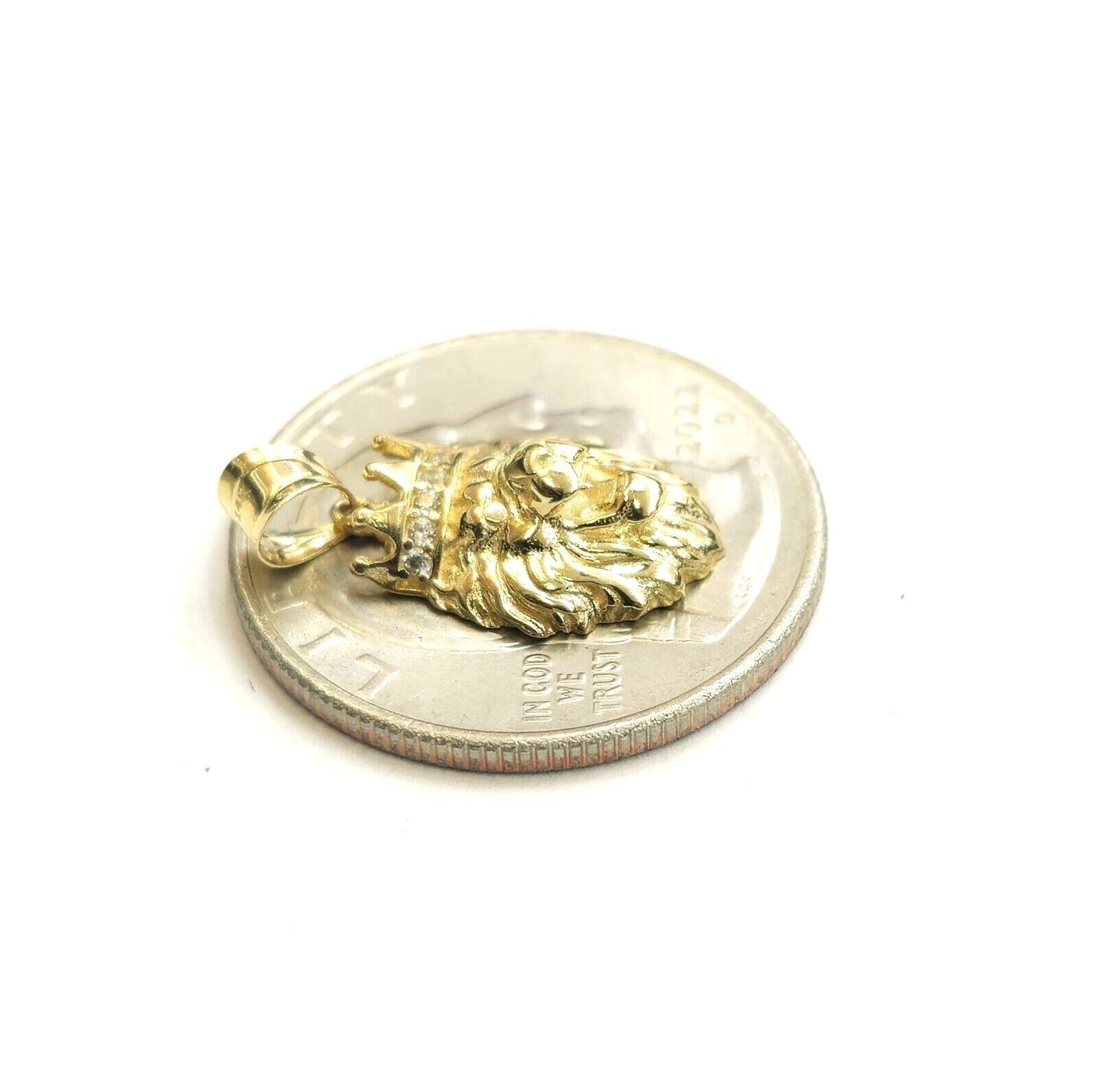 New Real 14k yellow Gold tiny lion head face crown Leo zodiac Pendant charm 1.5g