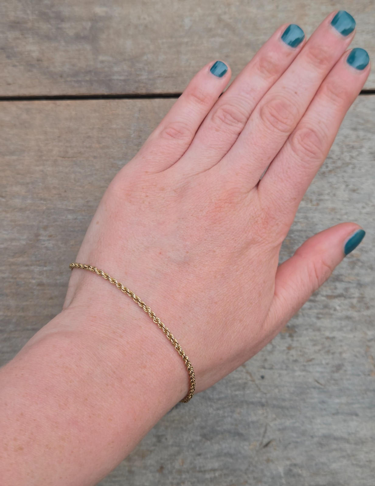 Vintage 1983 Hallmarked Solid 9ct 9k Gold Rope Chain Bracelet 7.5”
