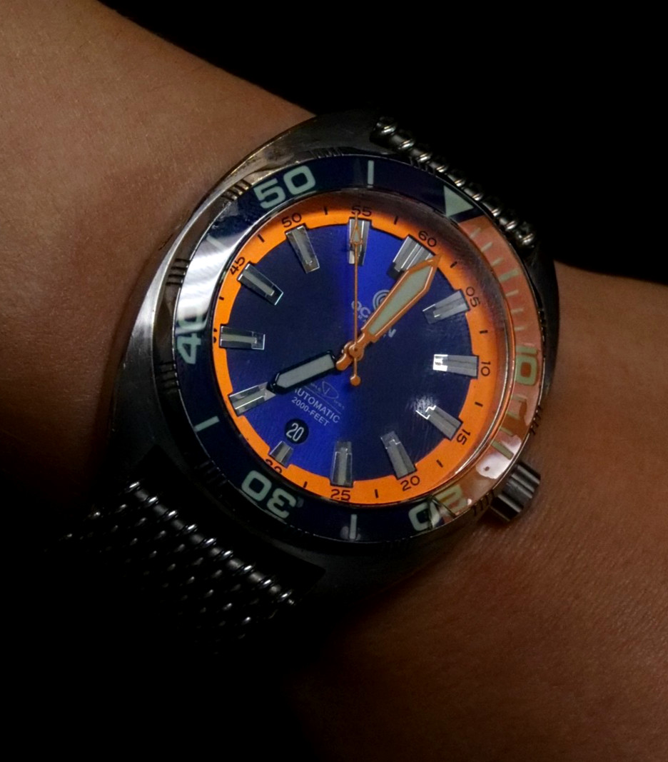 Ocean Crawler Core Diver Blue/Orange 44mm Swiss Automatic 600m Men’s Watch