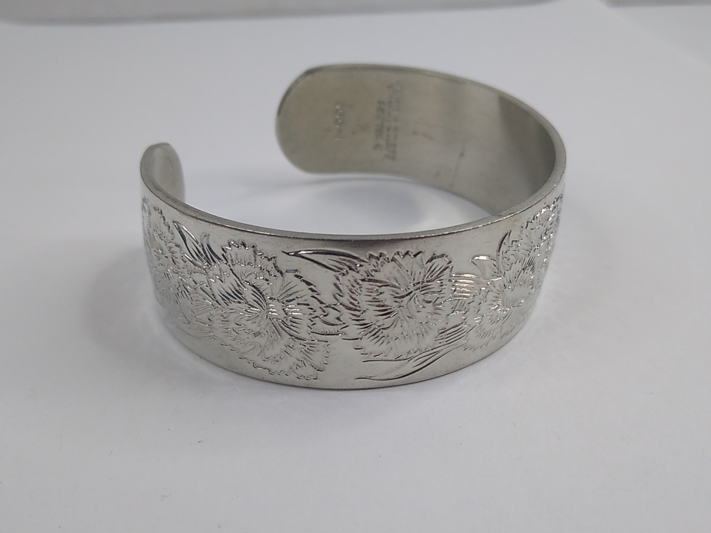 Kirk Stieff Vintage 900-1 Pewter Flower of the Month Carnation Bracelet 7.5”
