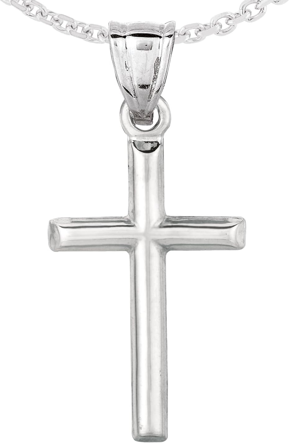 Floreo 14k Yellow or White Gold 0.8″ Classic Cross Pendant with optional Chain