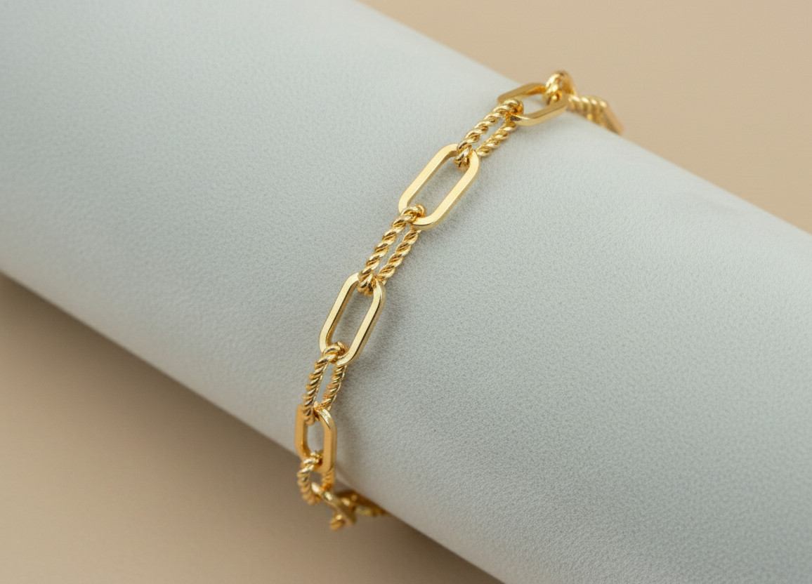 Stylish 14K Gold Plated Bracelet Set | Designer Paperclip Link Chain Jewelry