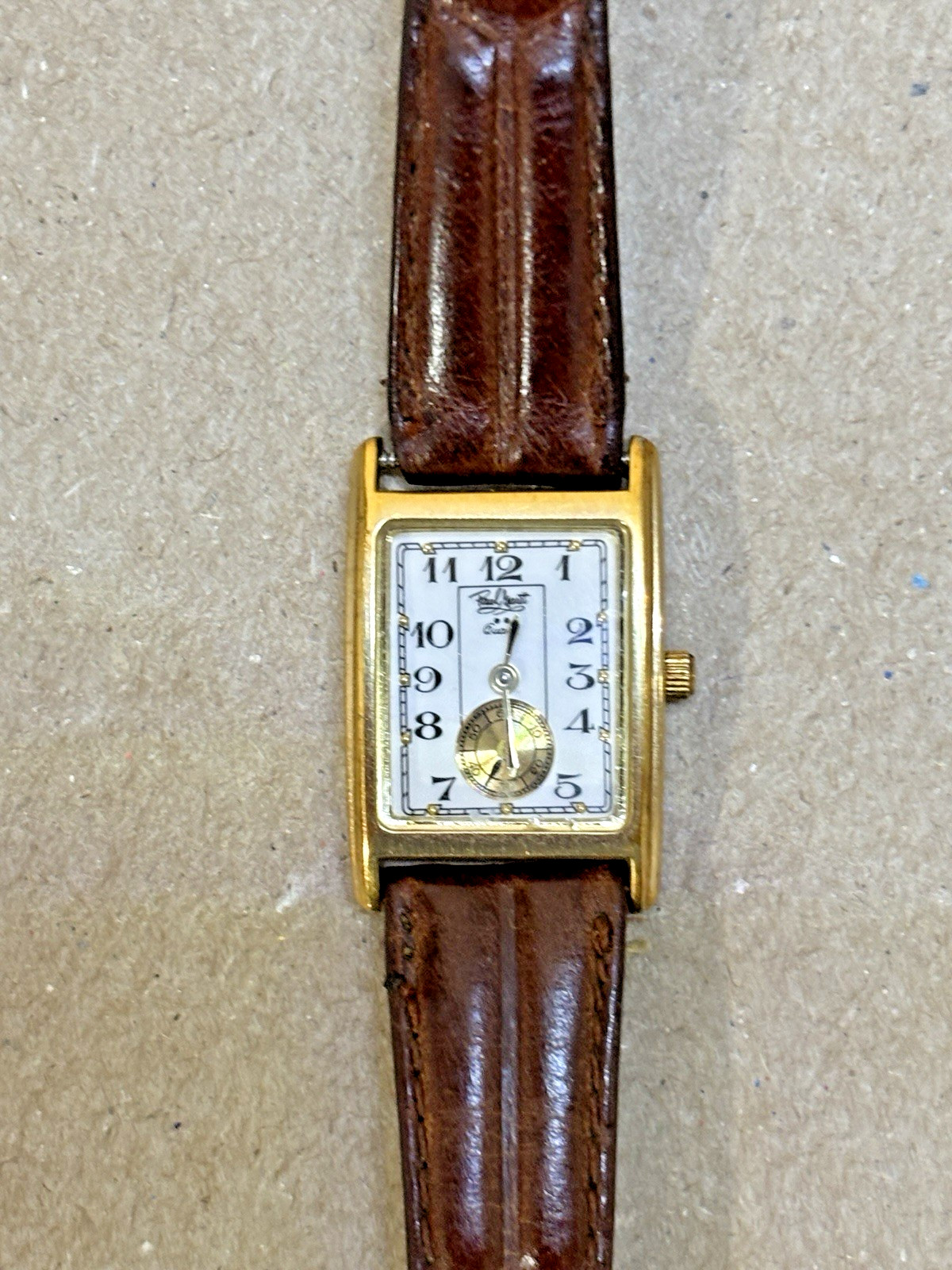 Paul Maret Women’s Gold Tone Brown Leather Band Quartz Watch