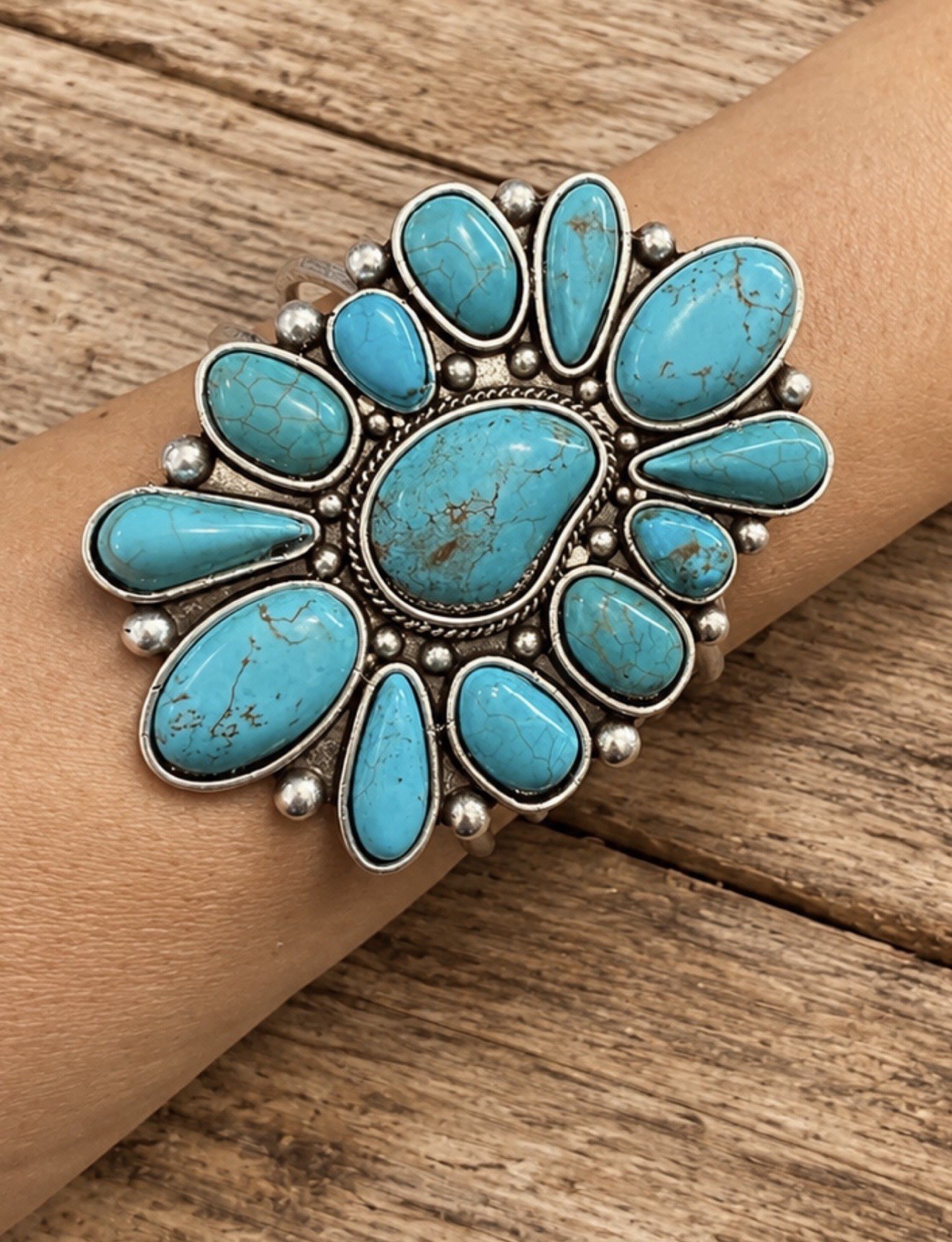 Western Turquoise Cuff Bracelet | Large Statement Cuff