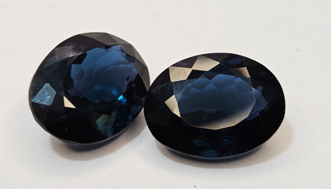 Tourmaline 47-48 Ct Natural Dark Blue Indicolite Pair Oval Cut Gemstone KH1038