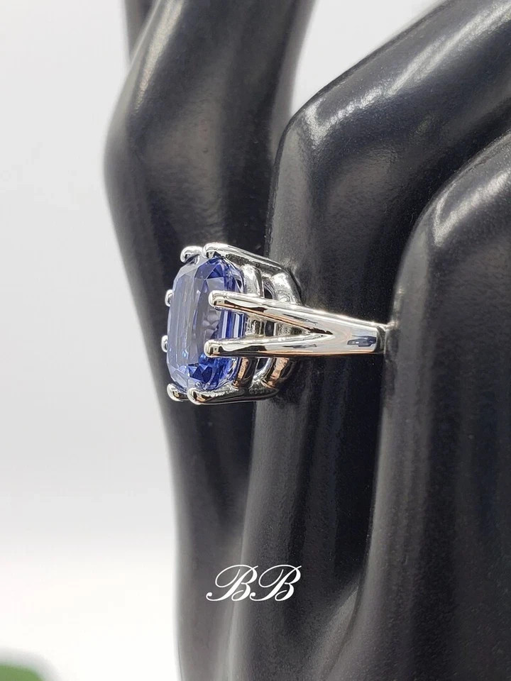 4.00Ct Cushion Cut Natural Tanzanite Gemstone wedding Ring Solid 14k White gold