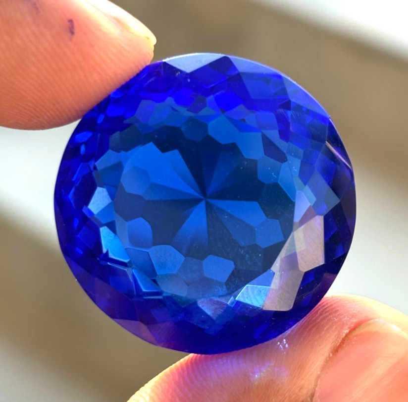 Certified 100 Cts Round Cut Blue Kashmiri Sapphire Loose Natural Gemstone