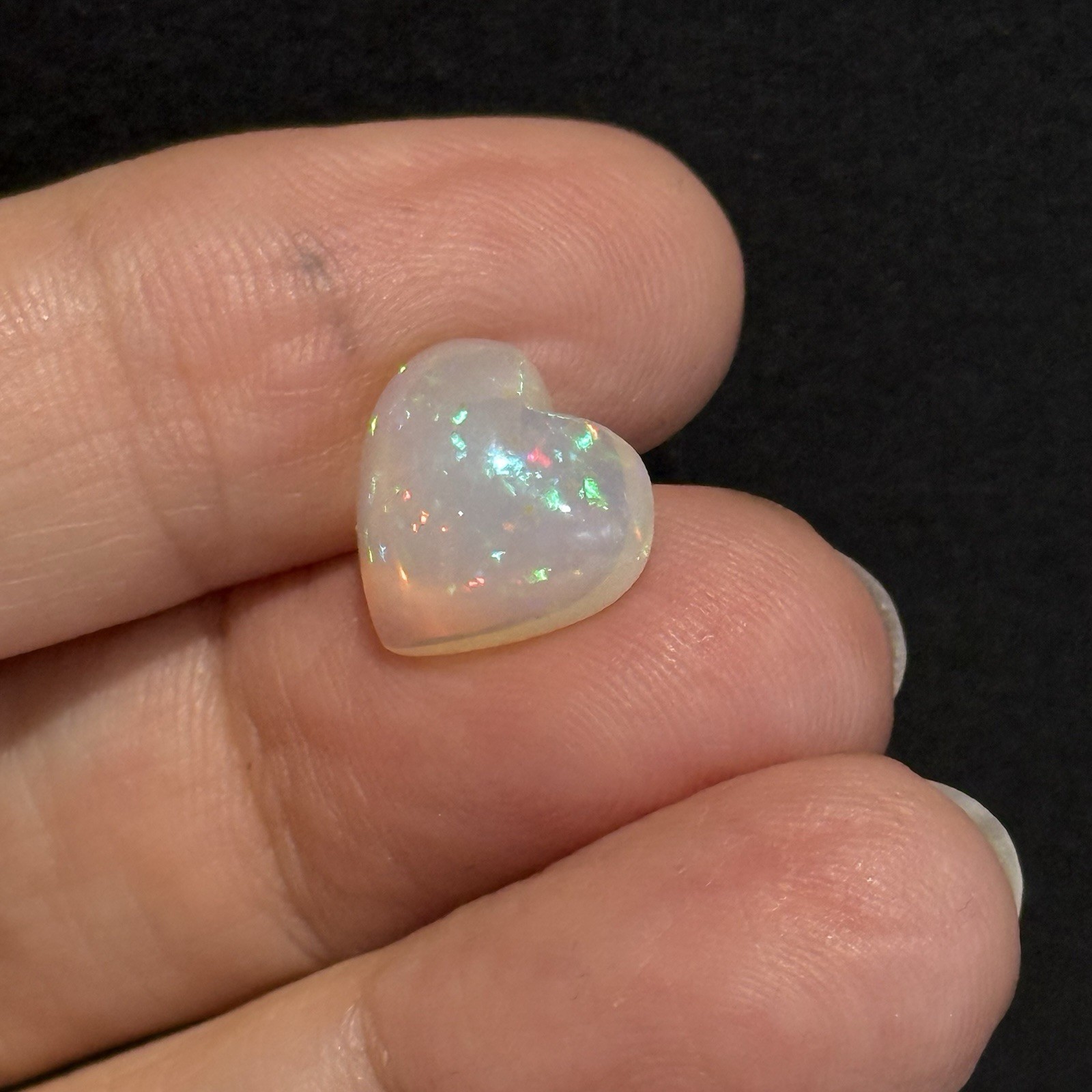 3.7ct 12.5×11.8×6.2mm Colorful Fine Pin Fire Heart Ethiopian Welo Opal Ring Gem