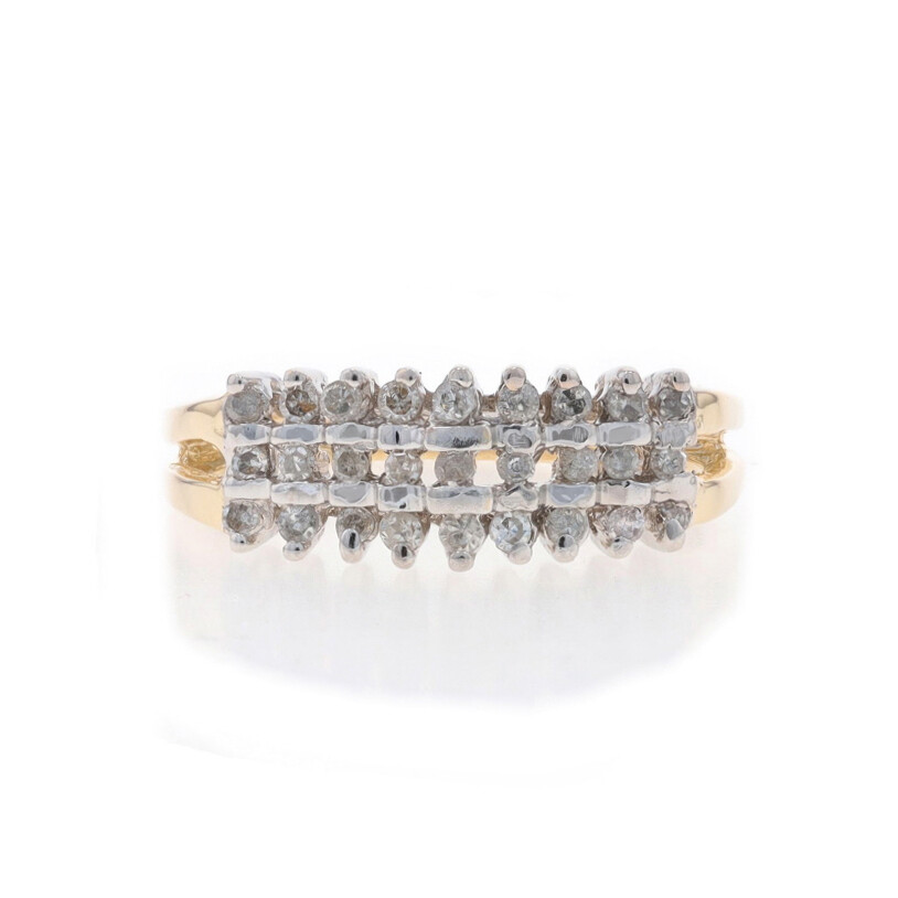 Yellow Gold Diamond Tiered Cluster Band – 10k Single Cut .25ctw Ring