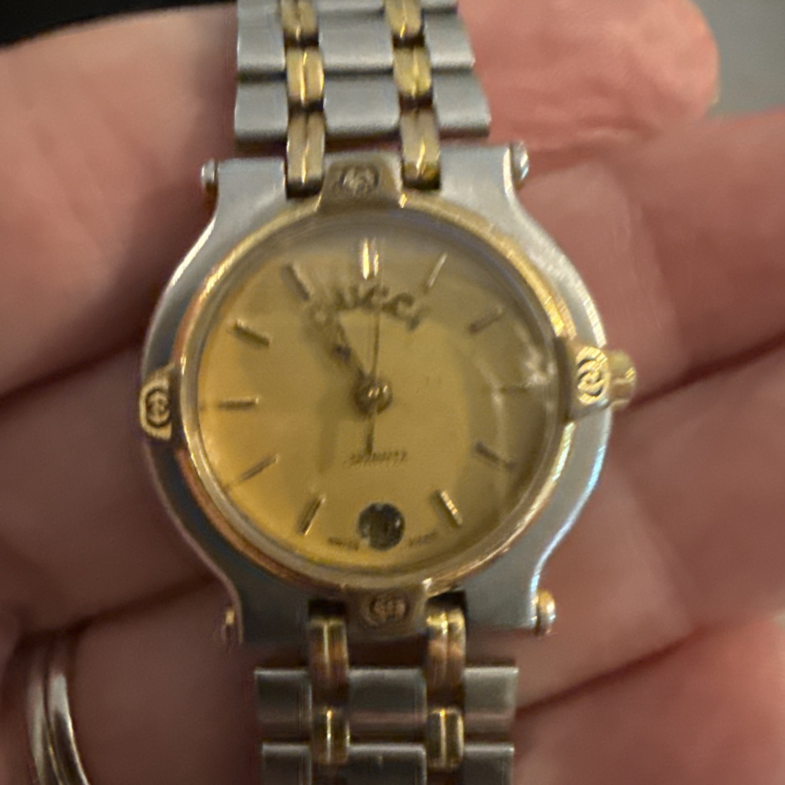 Gucci 9000L Gold Dial Date Women’s Quartz Watch 25mm W/ Papers Non Working