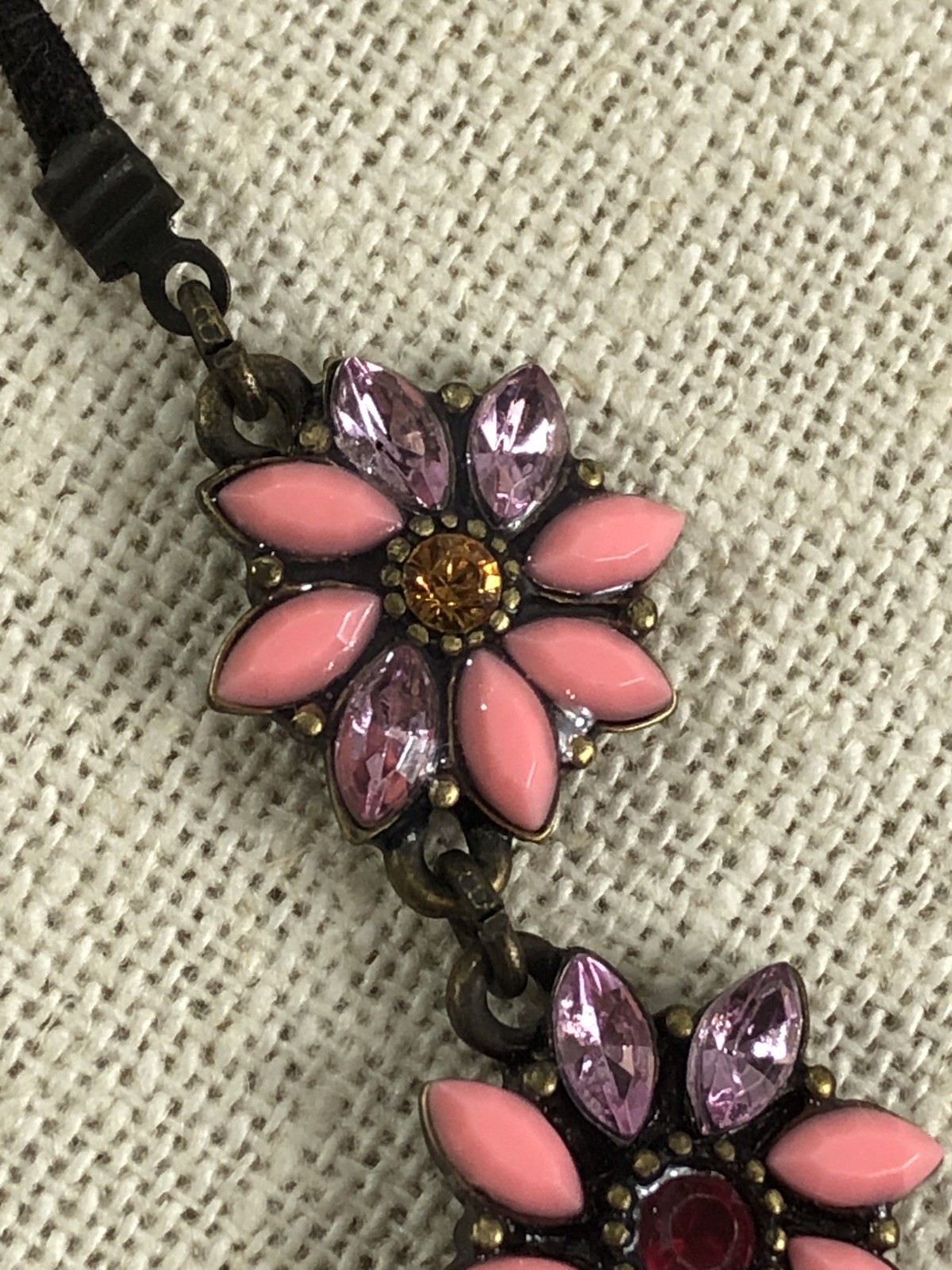 Betsey Johnson Necklace Pink Flower Adjustable Slide