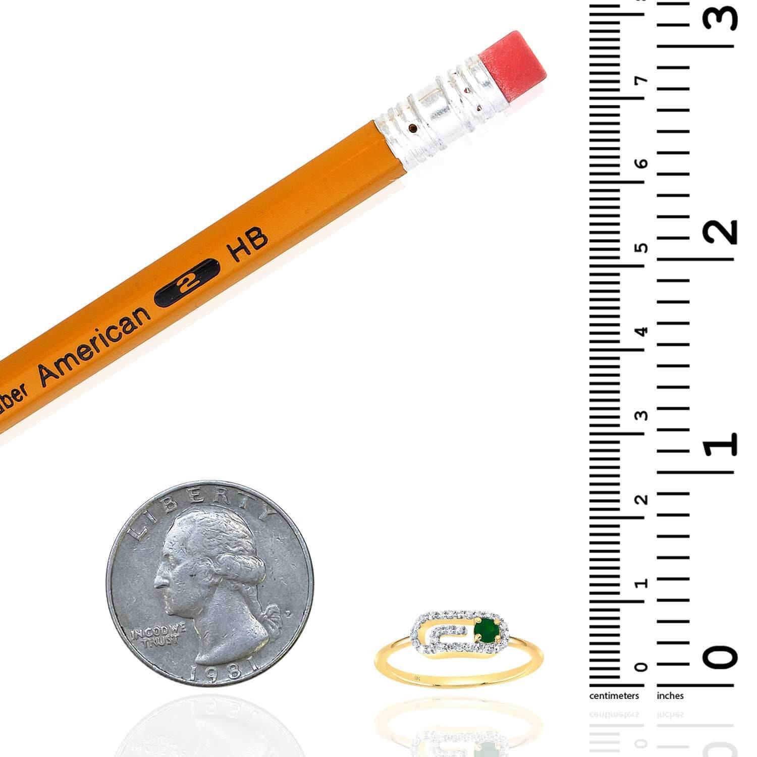 0.27CTW Real Diamond Natural Green Emerald 10K Real Gold Paperclip Cocktail Ring