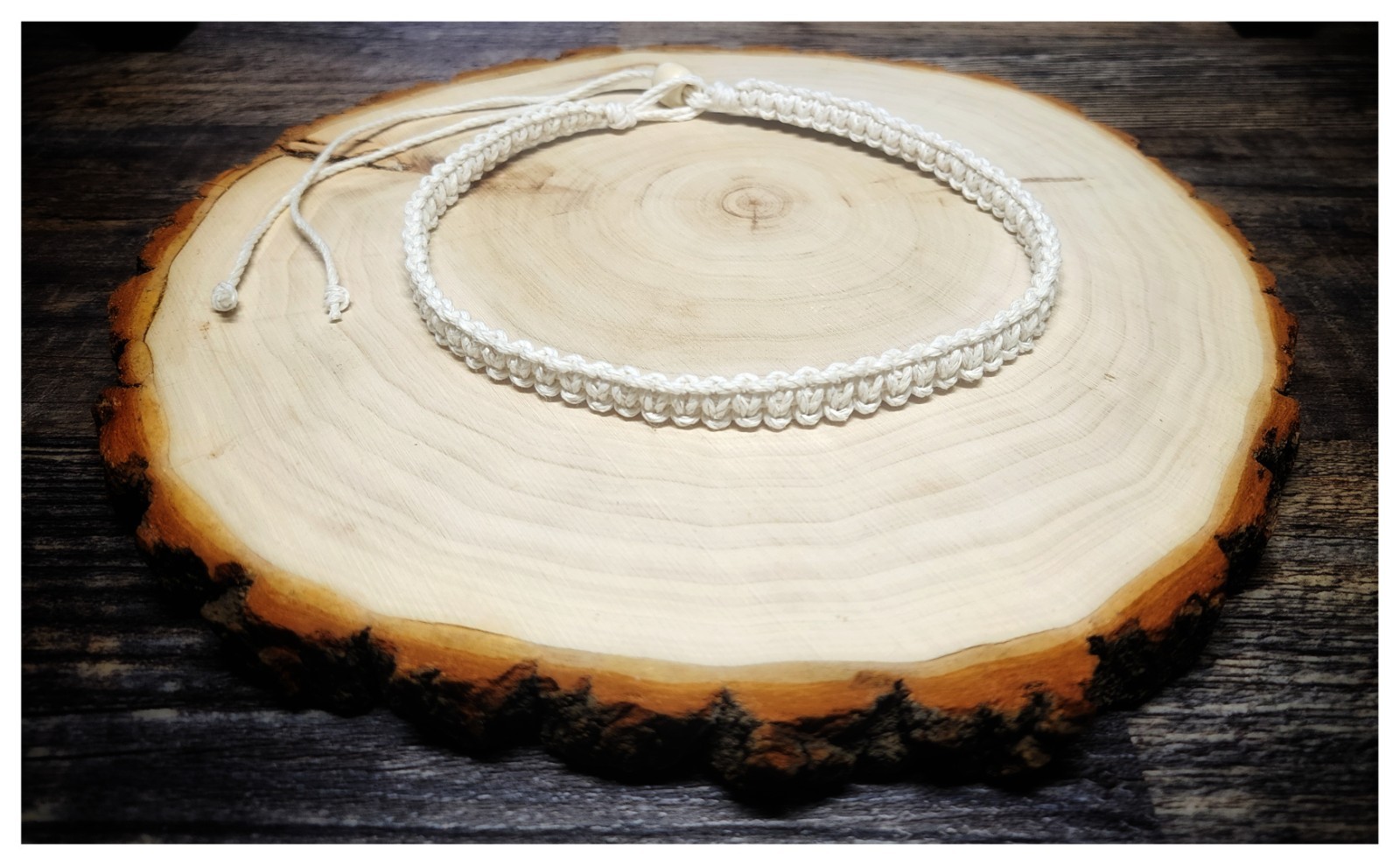 Simplistic Flat White Hemp Necklace / Choker Customizable MINIMALISTIC