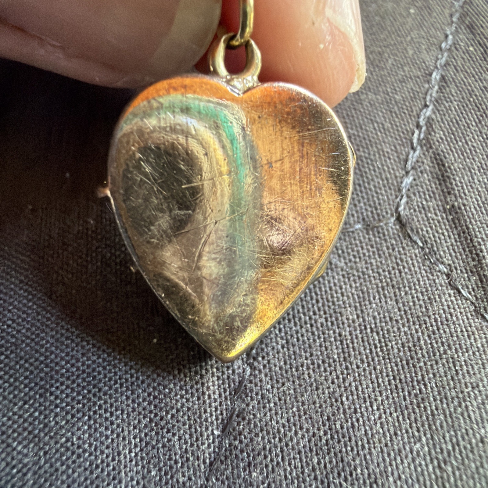 Victorian 2g Rose Gold Fill Heart Locket Seed Pearl Etched Motif Pendant Charm
