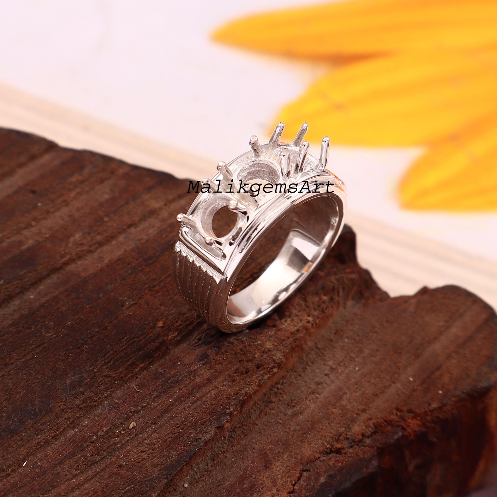 Semi Mount Ring 925 Sterling Silver 5X5 MM Prong Setting Blank Stones Men’s Band