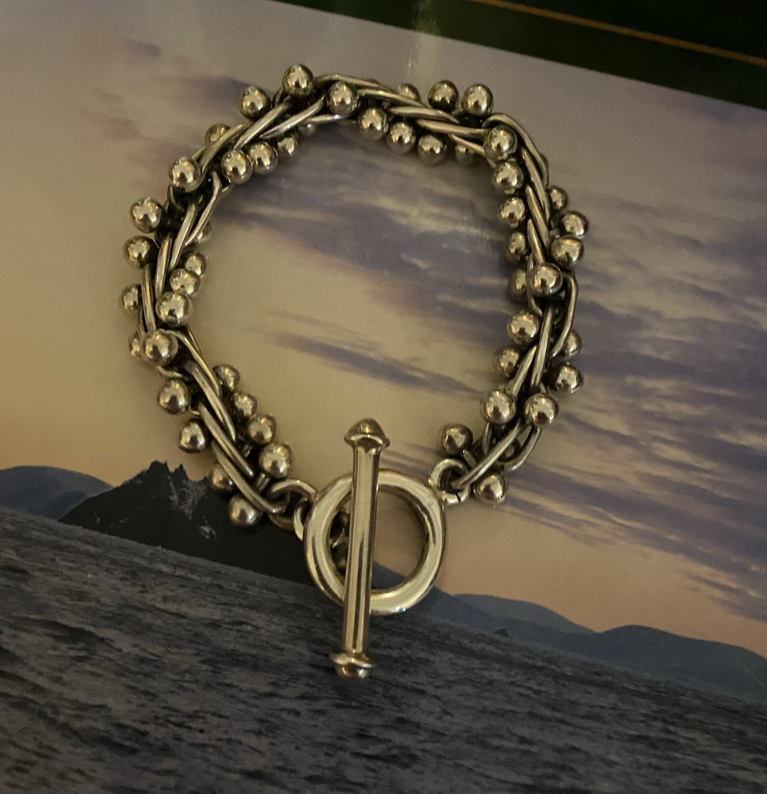 Mexico 925 Sterling Silver DNA Toggle Link Bracelet 57 G. Heavy