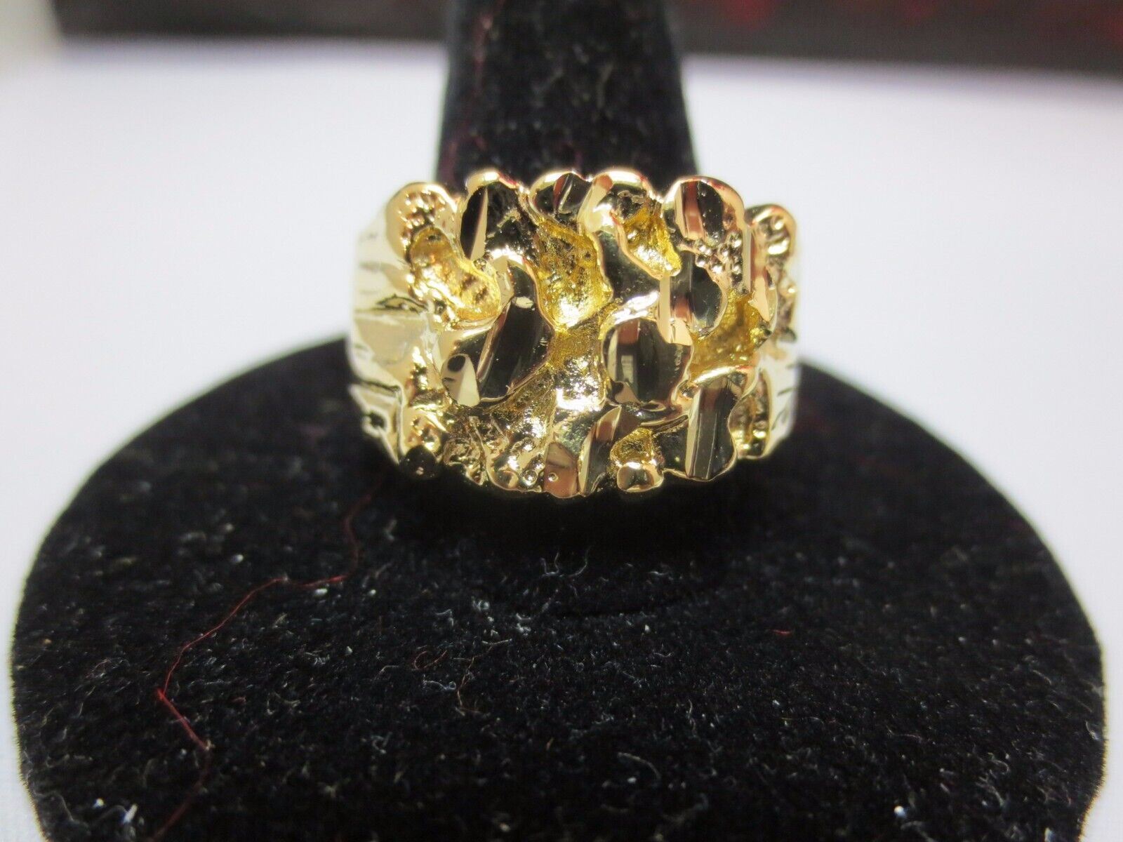 MENS 14 KT GOLD PLATED DESIGNER NUGGET STYLE RINGS, 3 STYLES SIZES 5-13