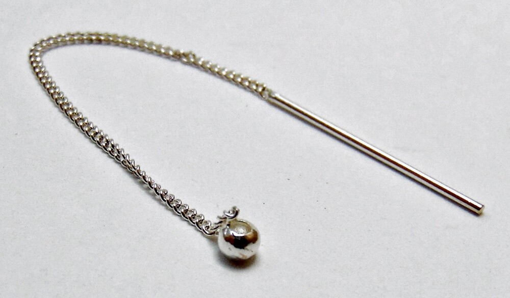 CLEARANCE ~925 Sterling SILVER EAR THREAD 3″ Chain ~ Threaders~ Ball End Dangles