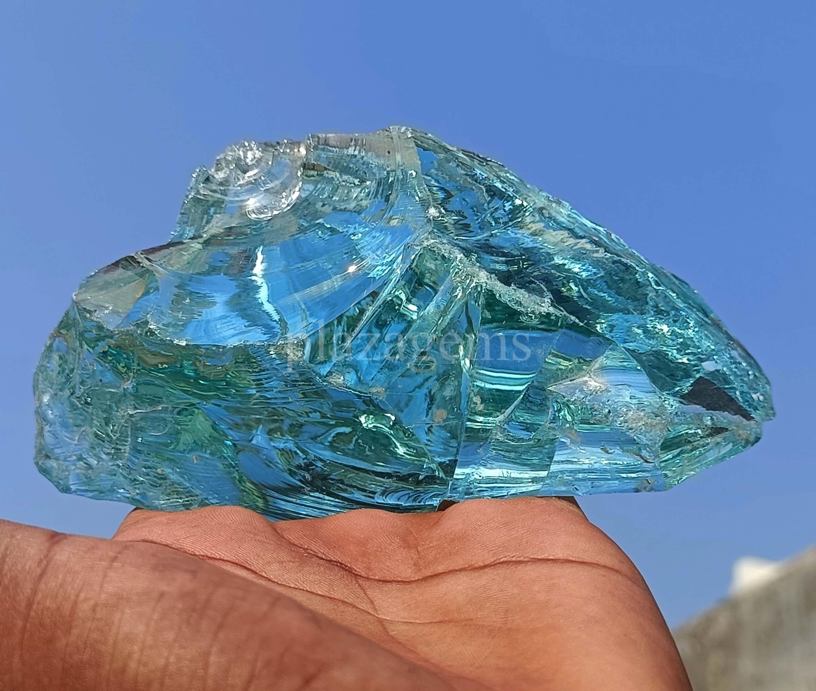 EGL 3094 Ct Natural Aquamarine Rough Transparent Uncut Gemstone 130X94 MM ” 5OSI