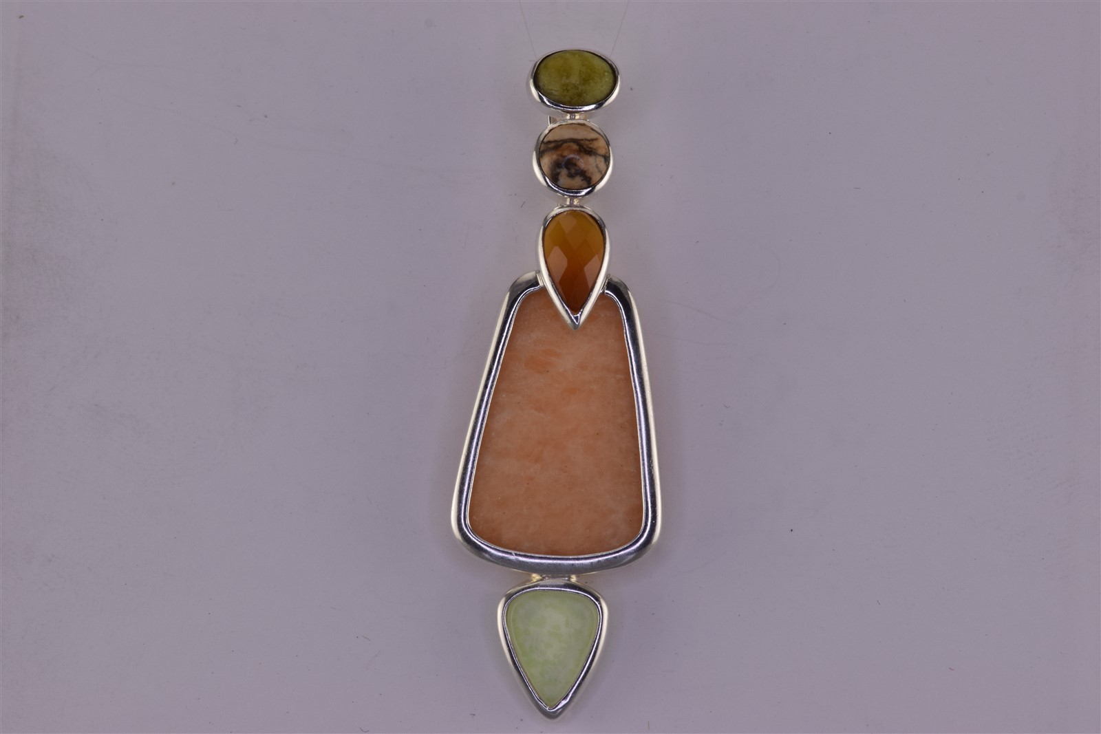 Whitney Kelley Sterling Silver 61mm x 20mm Jasper Agate Aventurine 925 Pendant