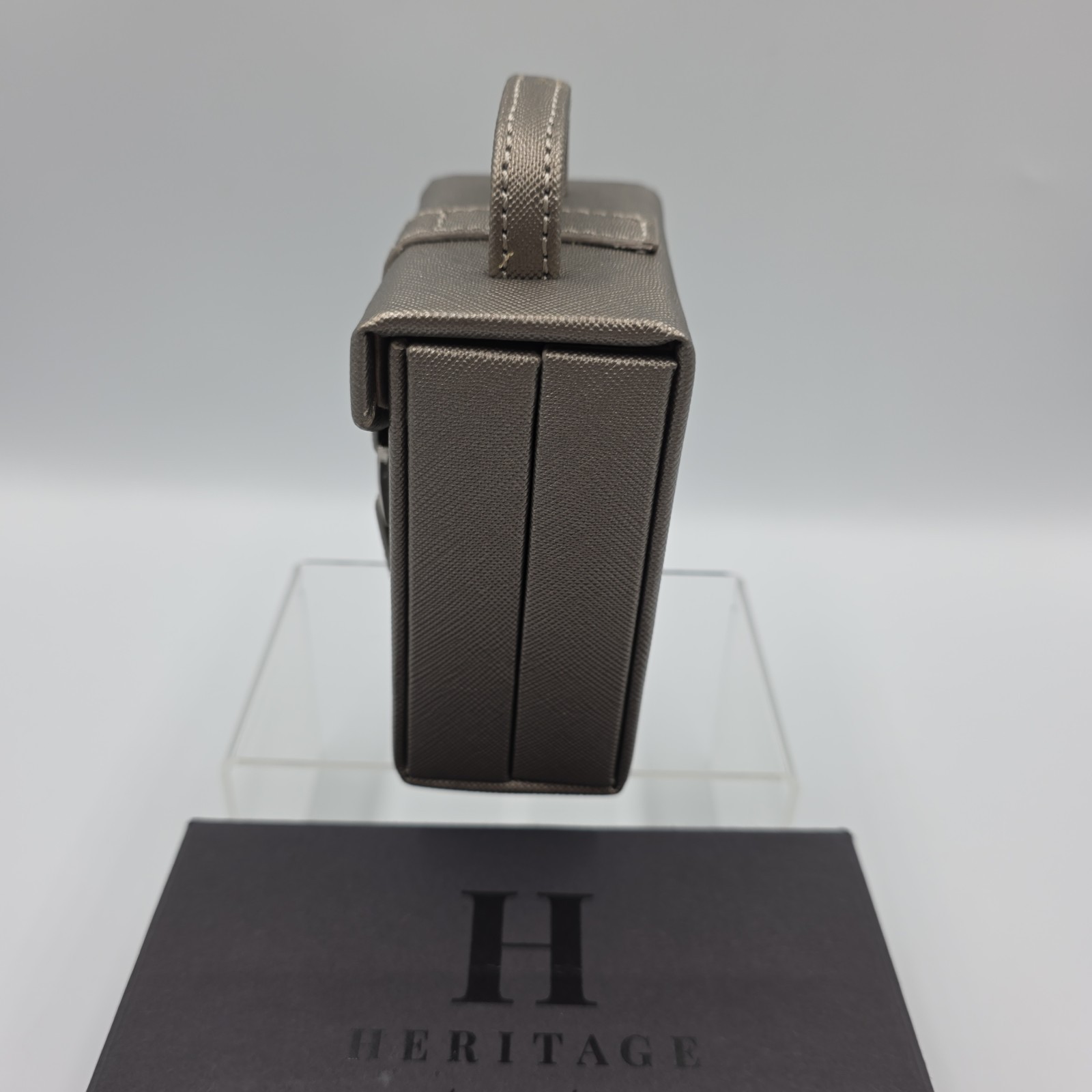 Heritage by Wolf Small Fold Out Jewelry Box Travel Case Pewter READ