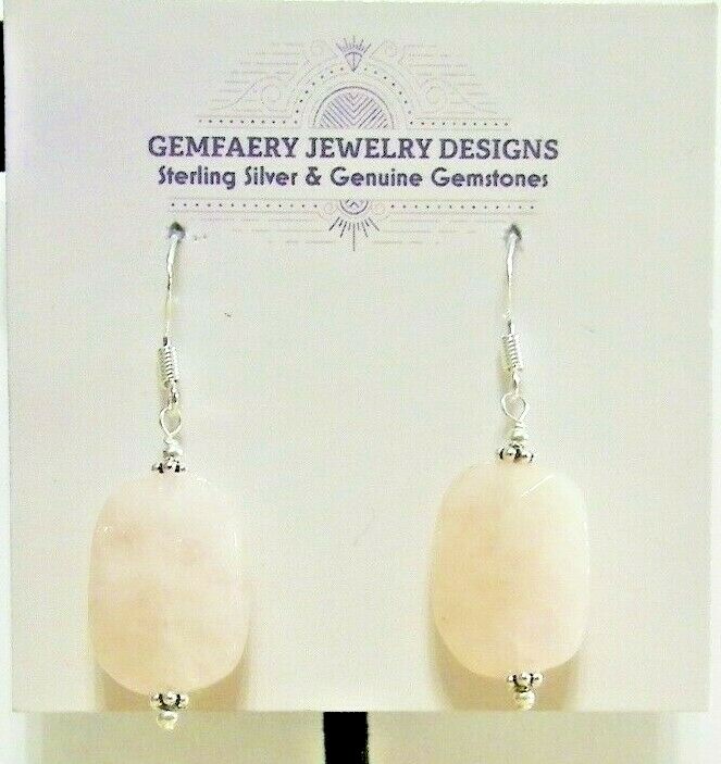 Sterling Silver Faceted Natural MORGANITE Dangle Earrings #2942…Handmade USA