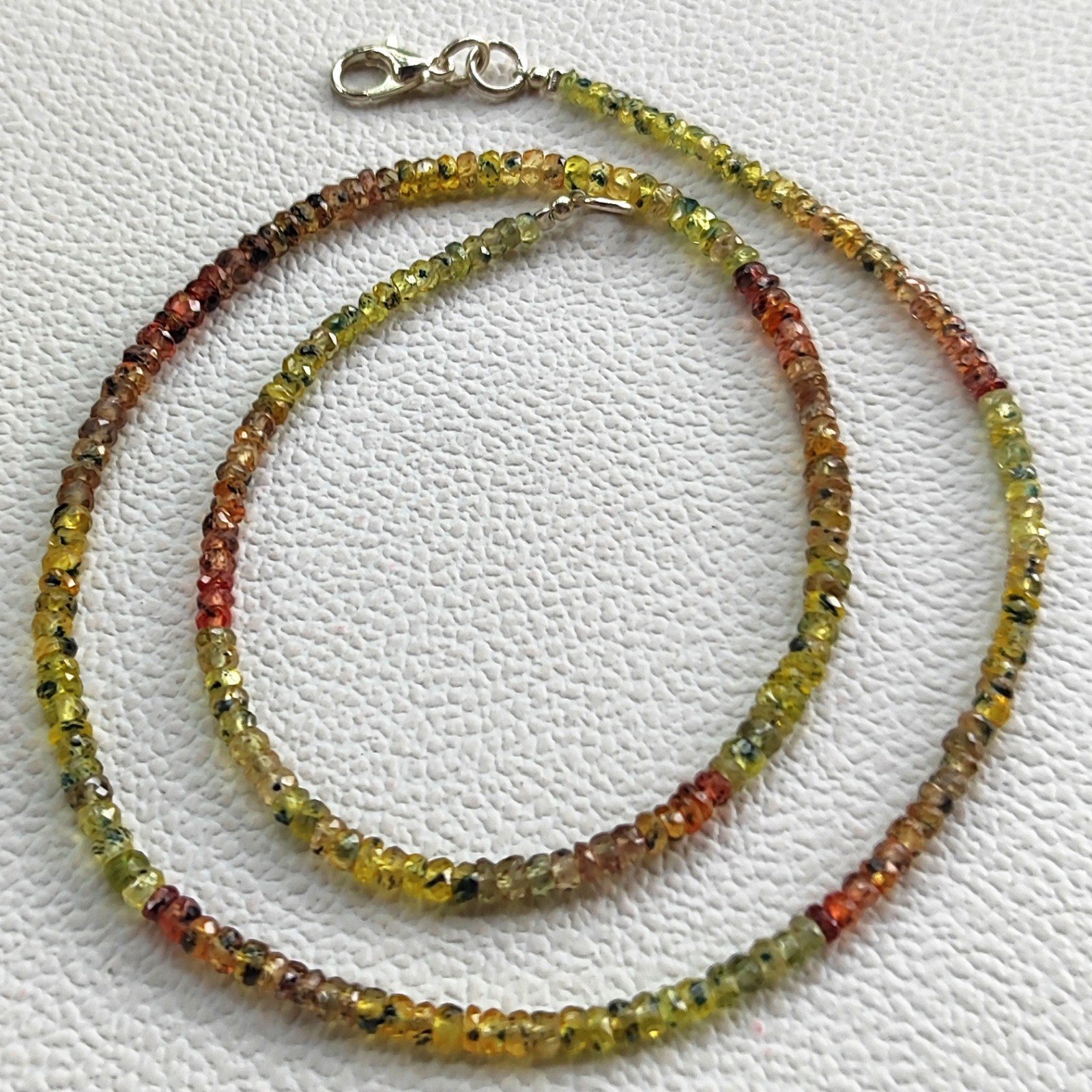 Songea 3.5mm Multi Sapphire Faceted Rondelle Gemstone Beads Necklace 17″