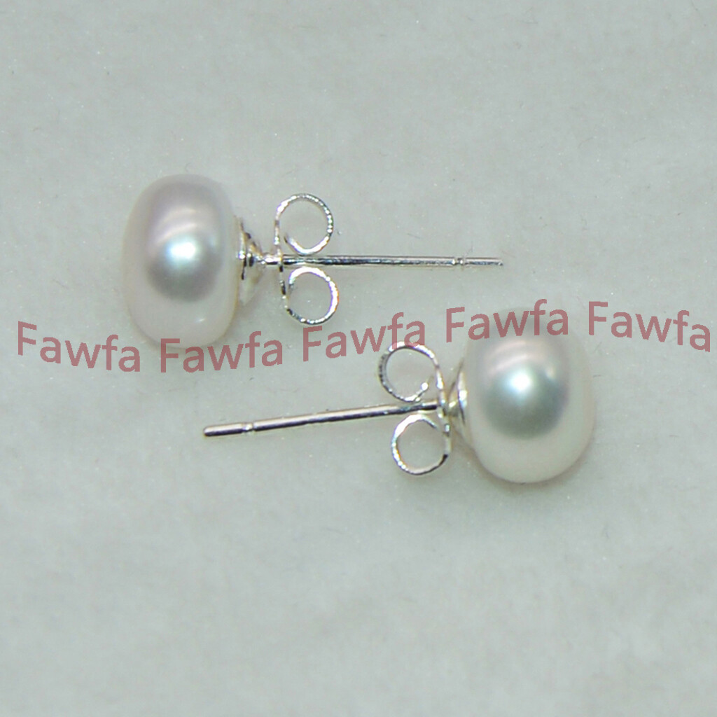 Wholesale Natural Genuine Multicolor Akoya Freshwater Pearl Silver Stud Earrings