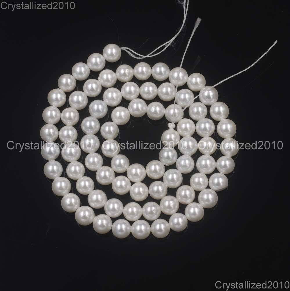 Natural White Oyster Shell Pearls Round Beads 5mm 6mm 8mm 10mm 12mm 14mm 15.5″