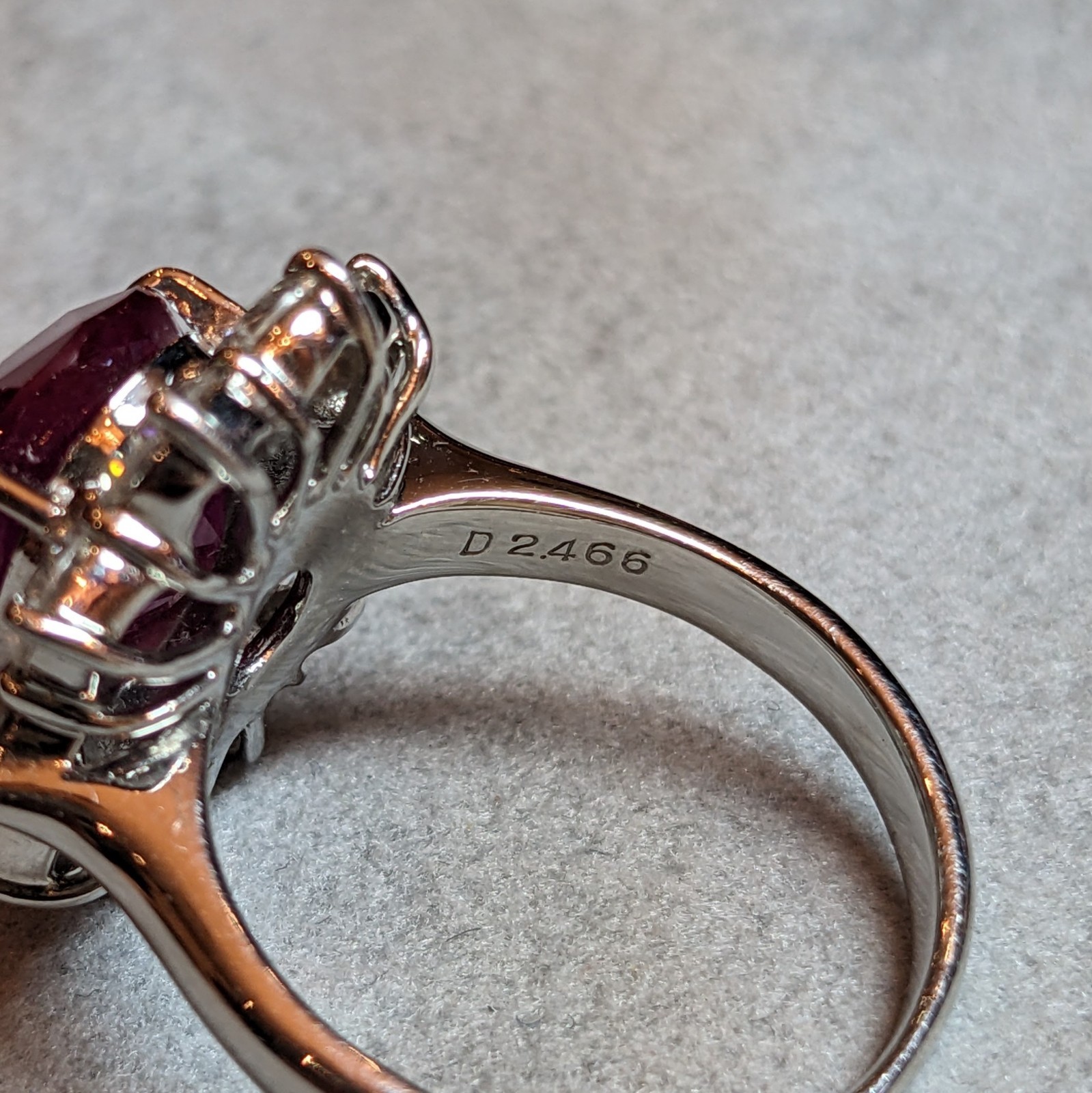 GIA Burma Heated Ruby 7.71 ct Oval in Diamond Platinum Ring – HM2421VN