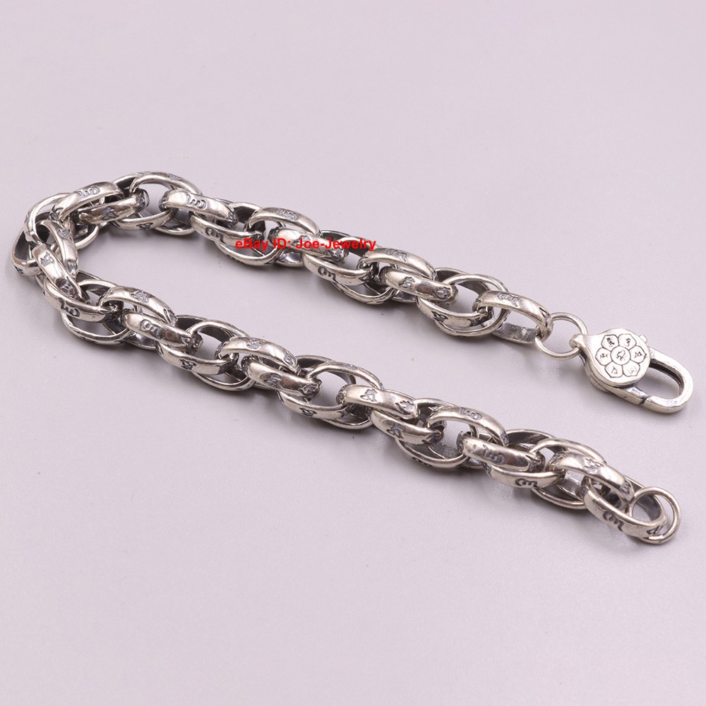 Pure 925 Sterling Silver Bracelet 9mm Sutra Oval Link Men’s Chain Bangle 8.26″L