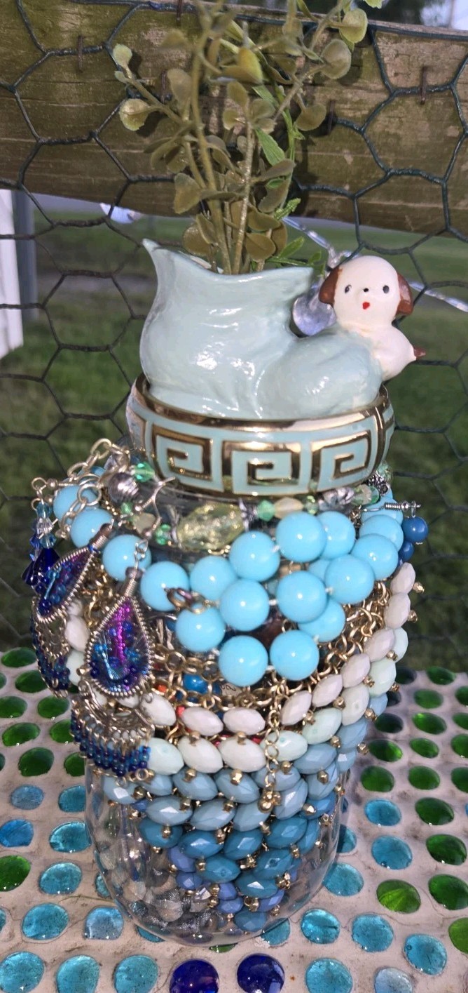 Blue🪩Blast Of Beauty~Mystery Jewelry Jar~Vintage 2 Now~Packed/Wearable Pieces